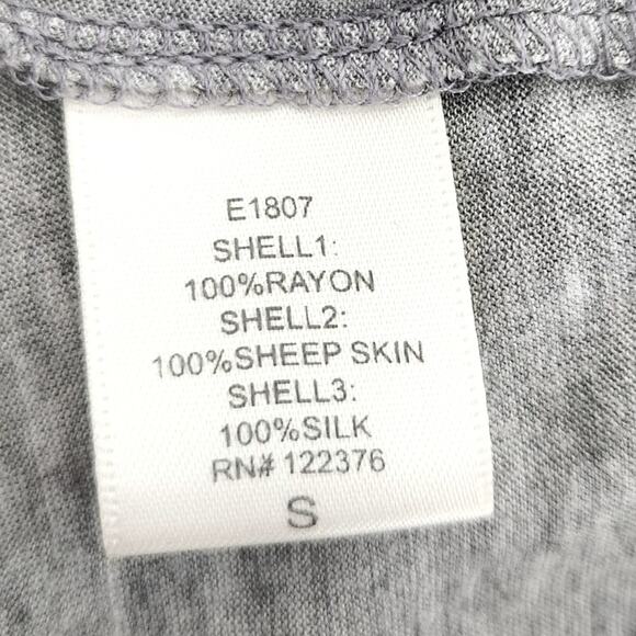 Leather & Sheer Silk Multi Media Tee Shirt Top Size Small UNIQUE - Picture 6 of 7